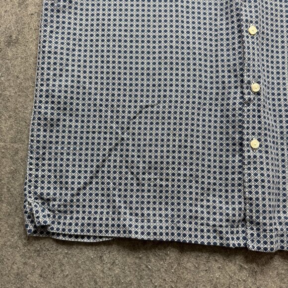 Brooks Brothers Linen Camp Shirt Men L Blue Geometric Short Sleeve Cotton Blend - Picture 4 of 11